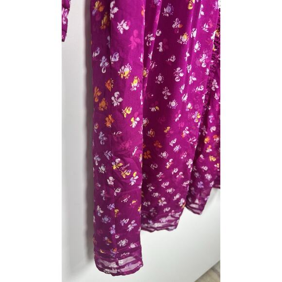 Diane von Furstenberg DVF Size 0 Pink Laya 100% Silk Chiffon Button Tunic Dress - Picture 5 of 11